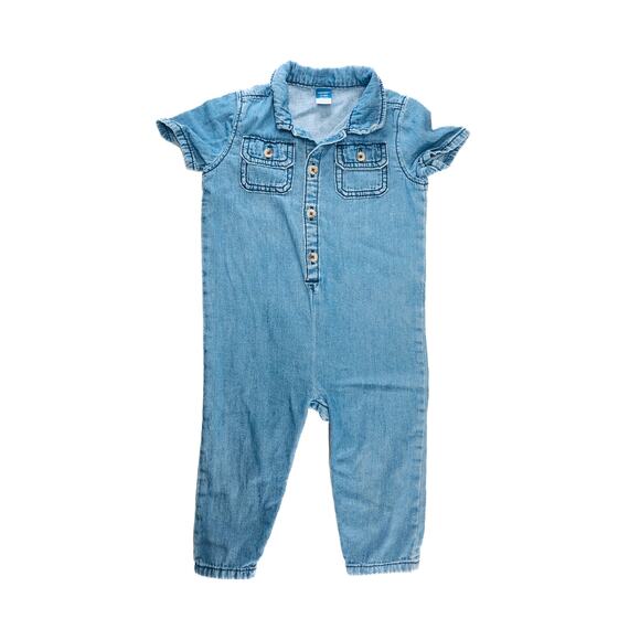 OLD NAVY SOFT DENIM BABY ROMPER SIZE 12/18M - Picture 1 of 2